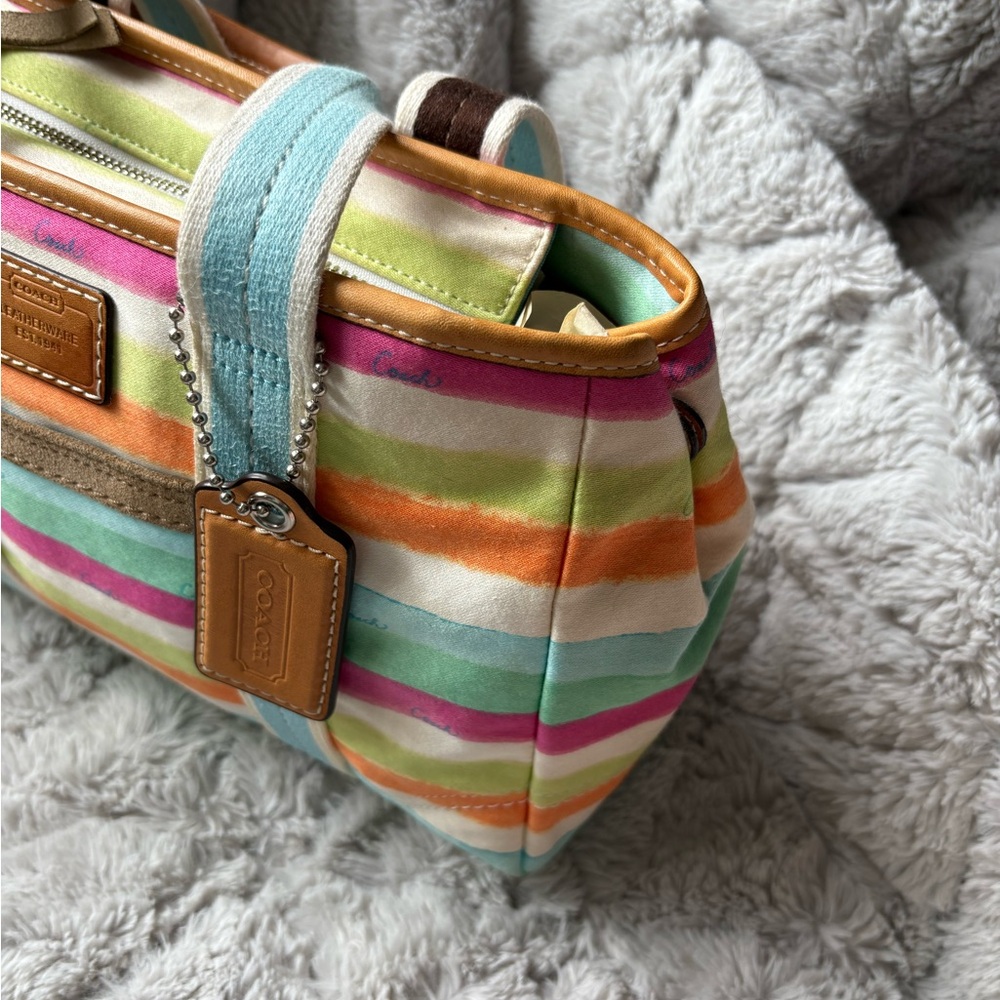 Y2K Coach Hampton Watercolour Striped Canvas Bag - Picture 4 of 12